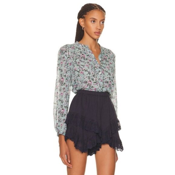 💕ISABEL MARANT ETOILE💕 Maria Blouse ~ Almondgreen Floral Print 34 - Picture 10 of 16